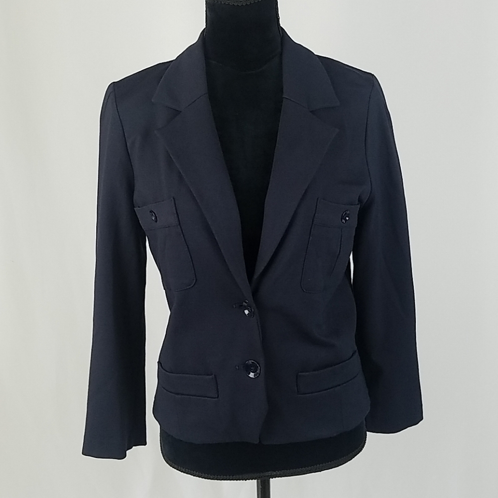 Marc by‎ Marc Jacobs women M utility blazer jacket blue pockets career Academia